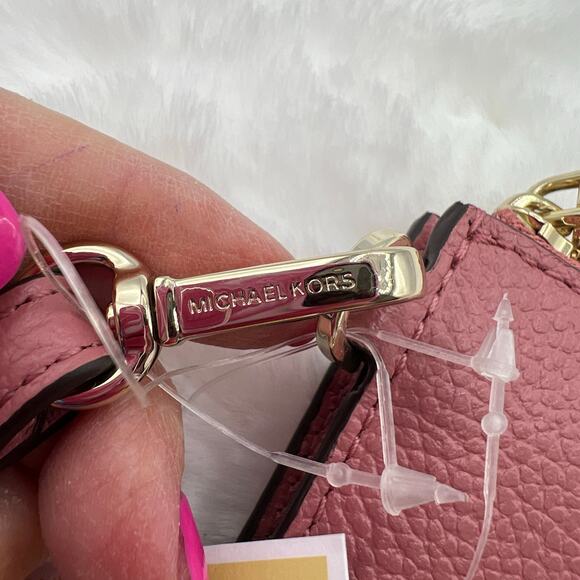 Michael Kors Jet Set Small Pebbled Leather Wristlet Card Coin Case Rose Gold - Picture 12 of 15